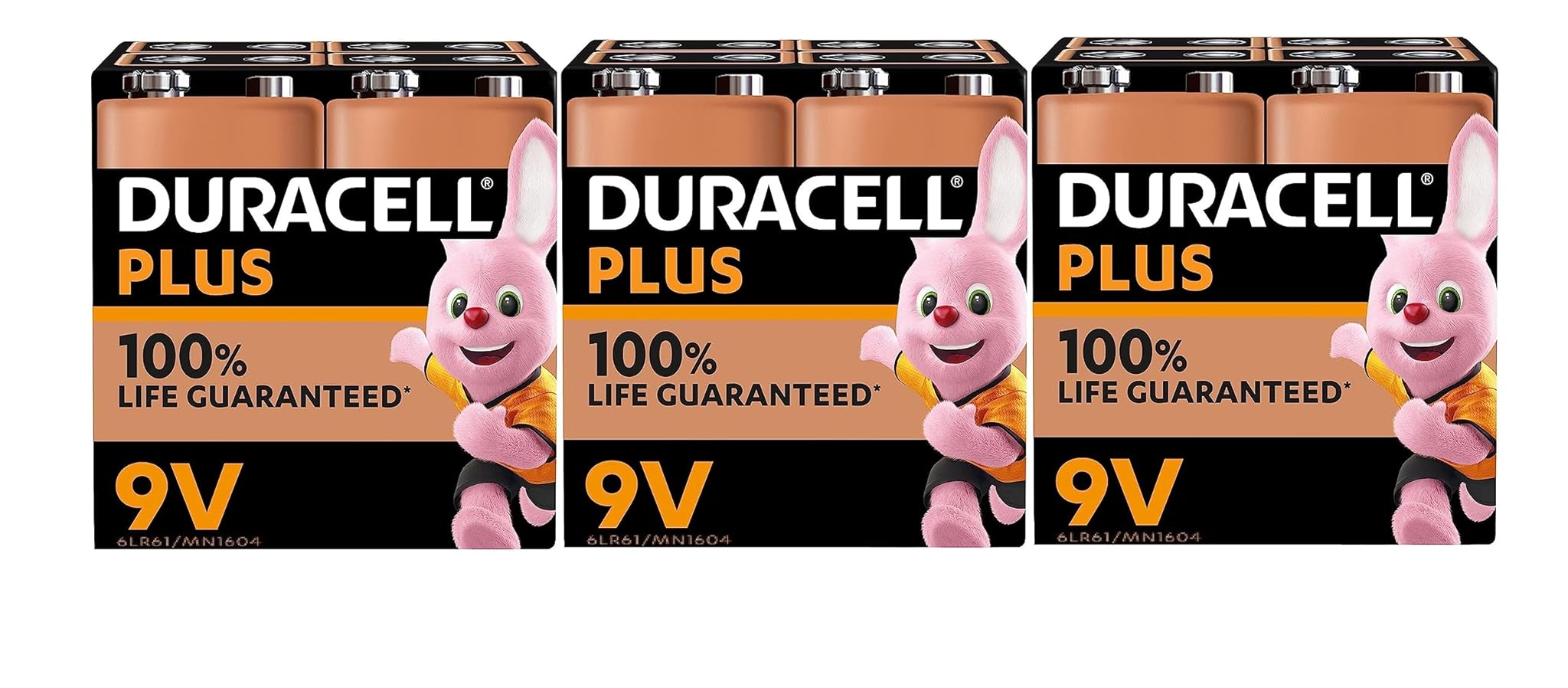12X Duracell 9V Plus (3 Blister Da 4 Batterie) 12 Pile (6LR61/MN1604)