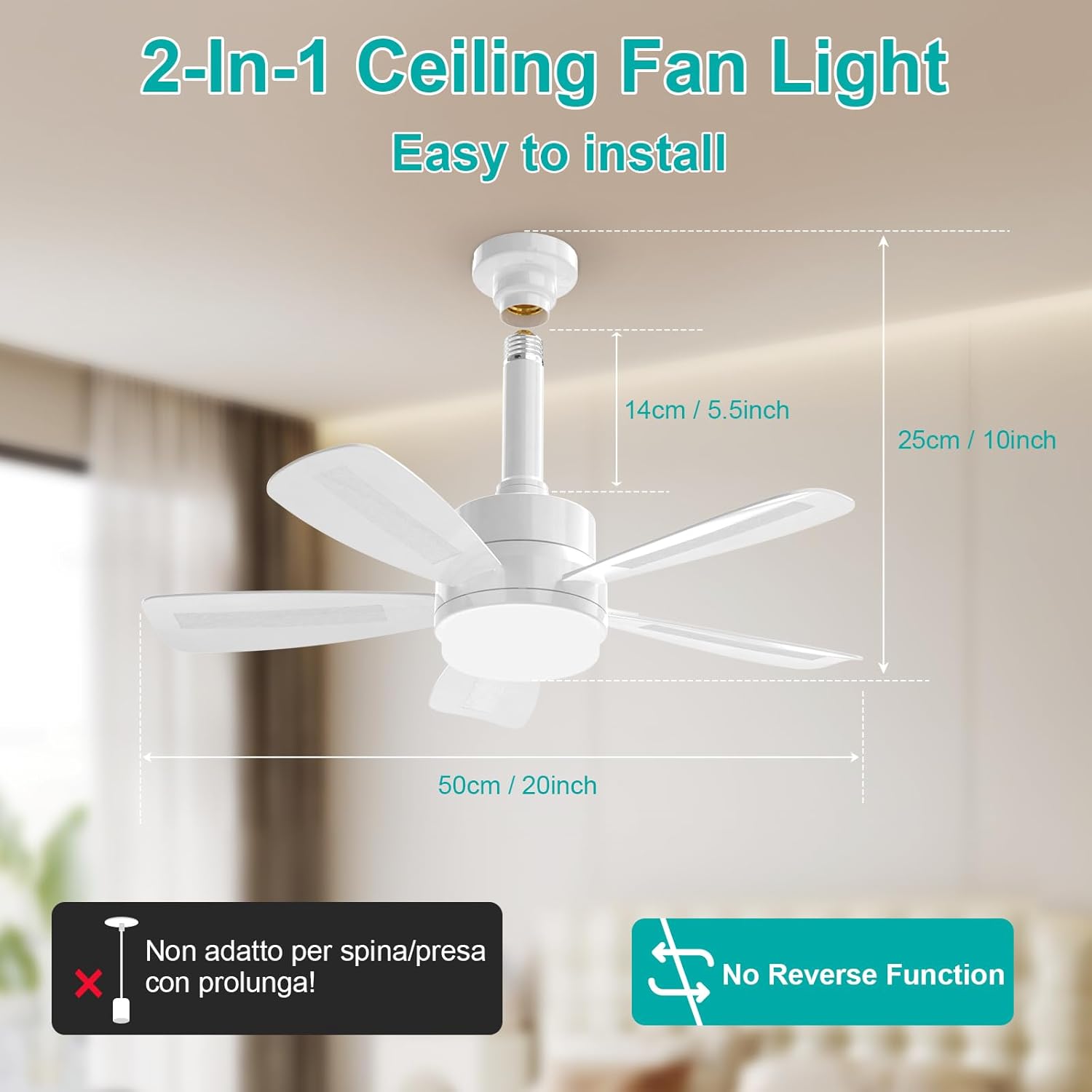 Reylax Ventilatore da Soffitto con Luce LED 50cm - immagine 2