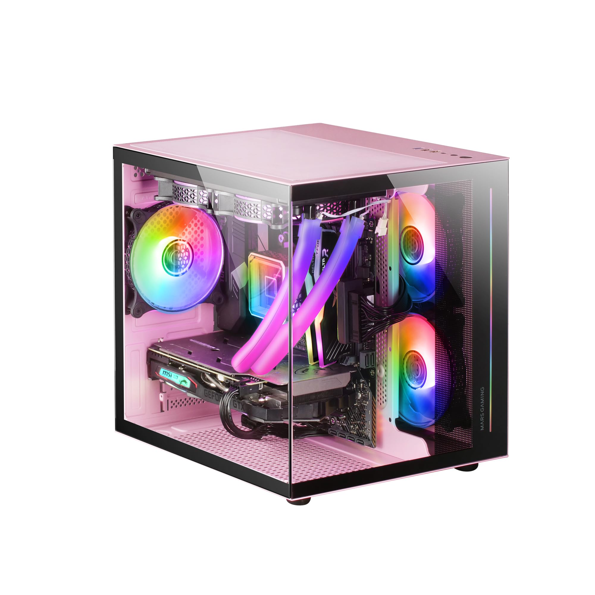 Mars Gaming MC-VIEW - Case Mini Tower Gaming Rosa