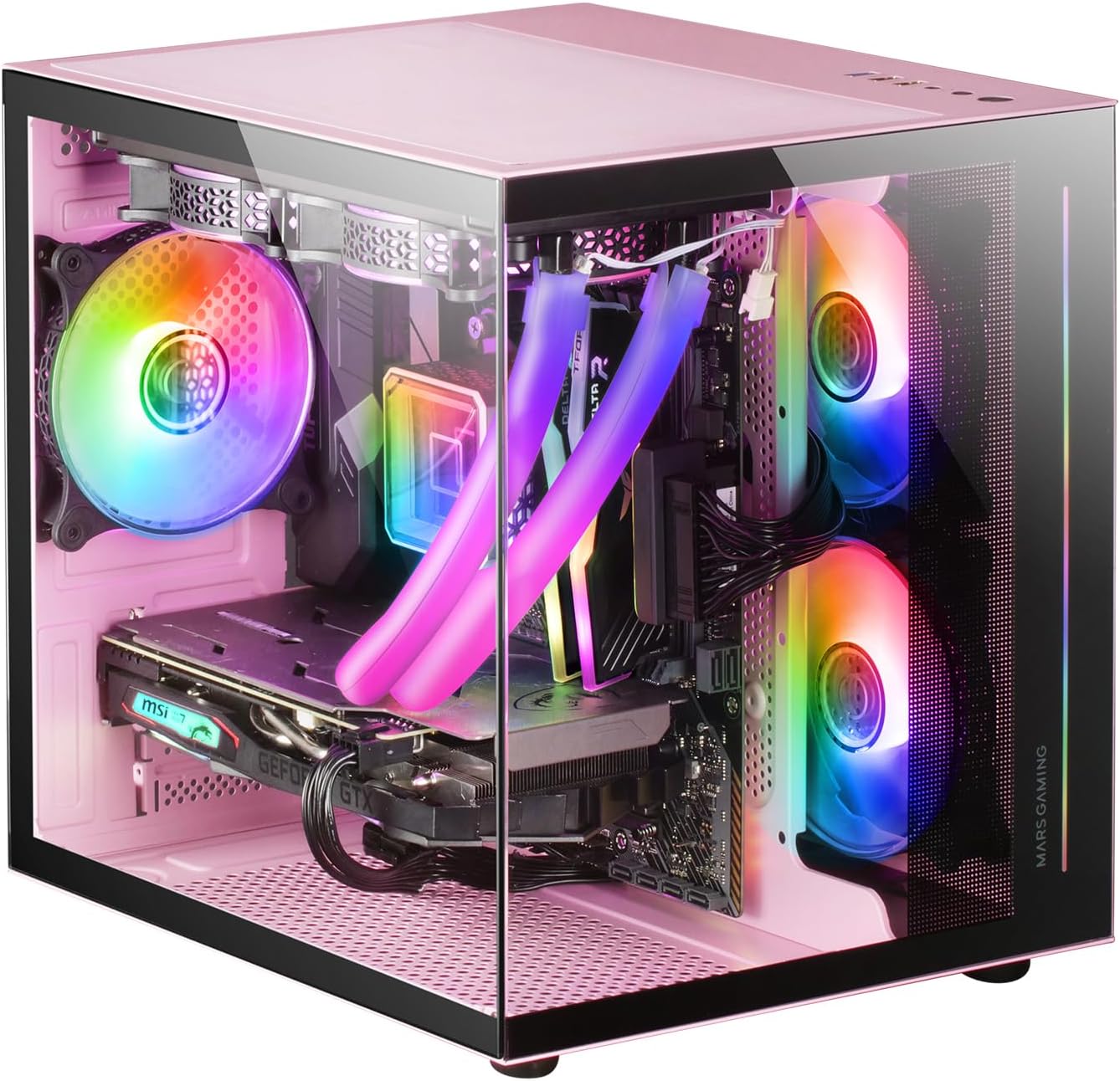 Mars Gaming MC-VIEW - Case Mini Tower Gaming Rosa - immagine 1