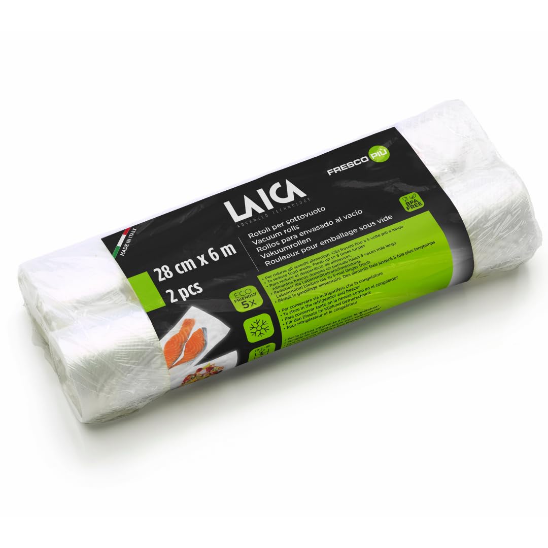 Laica VT3509 - 2 Rotoli Sottovuoto per Alimenti 28x600cm