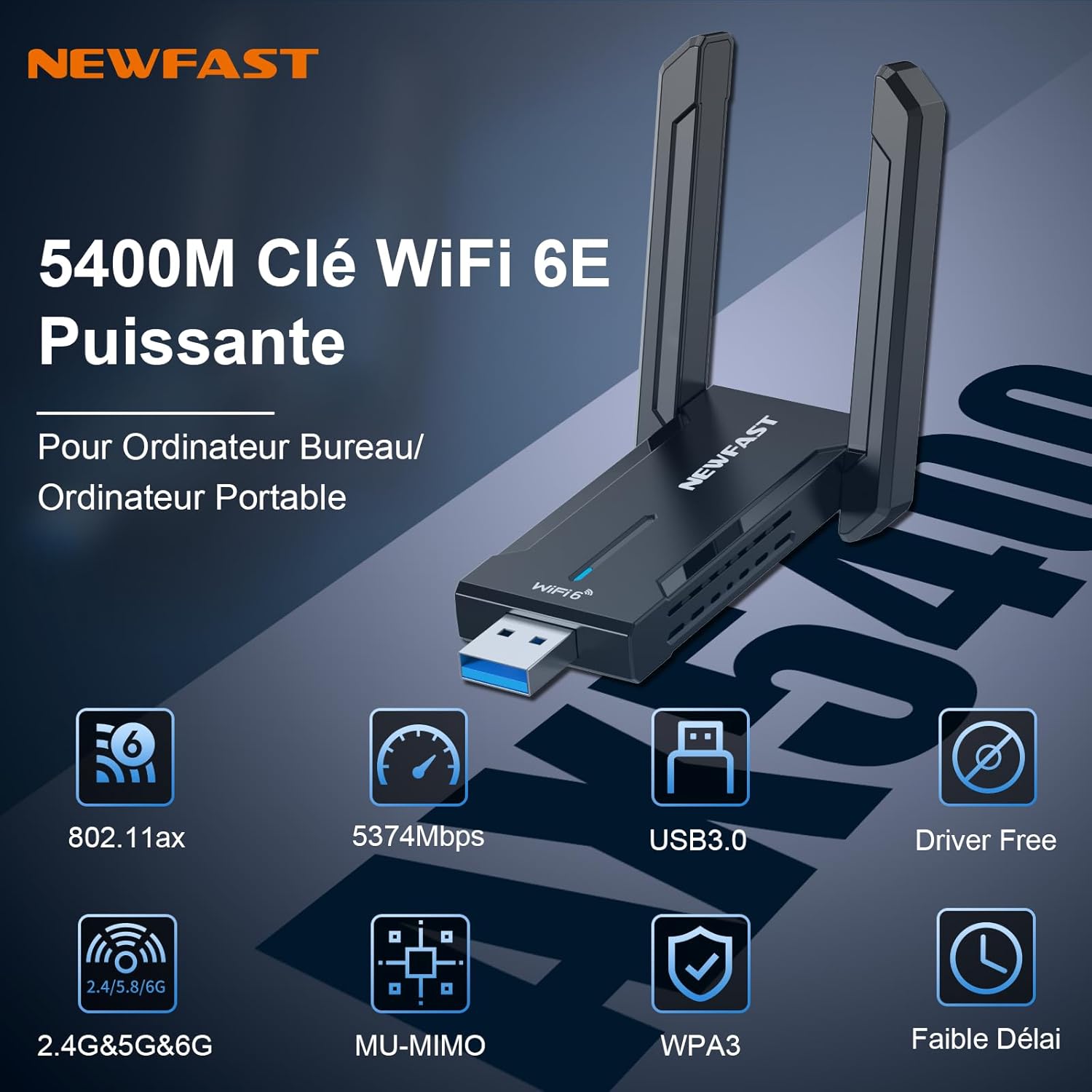 NEWFAST AXE5400 - Adattatore USB WiFi - immagine 2
