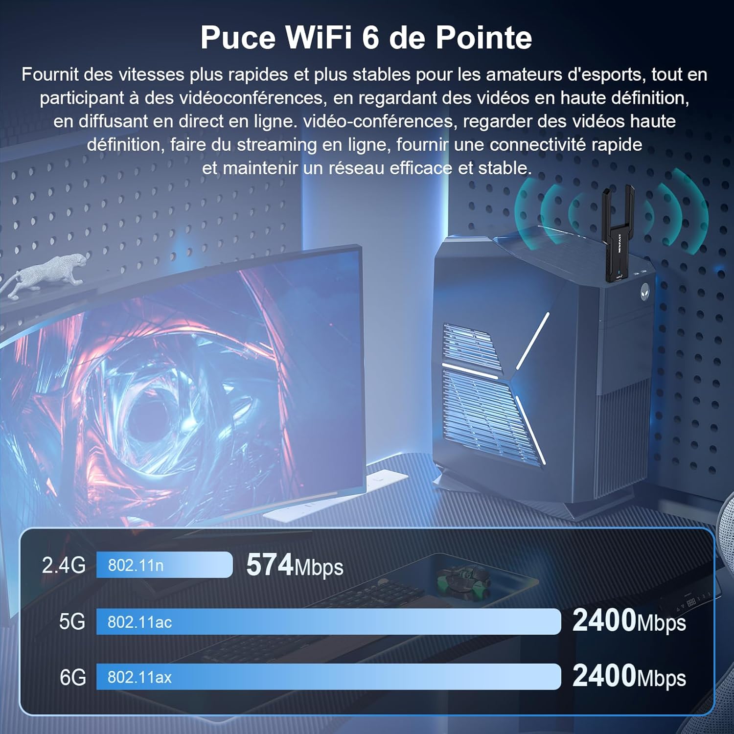 NEWFAST AXE5400 - Adattatore USB WiFi - immagine 3
