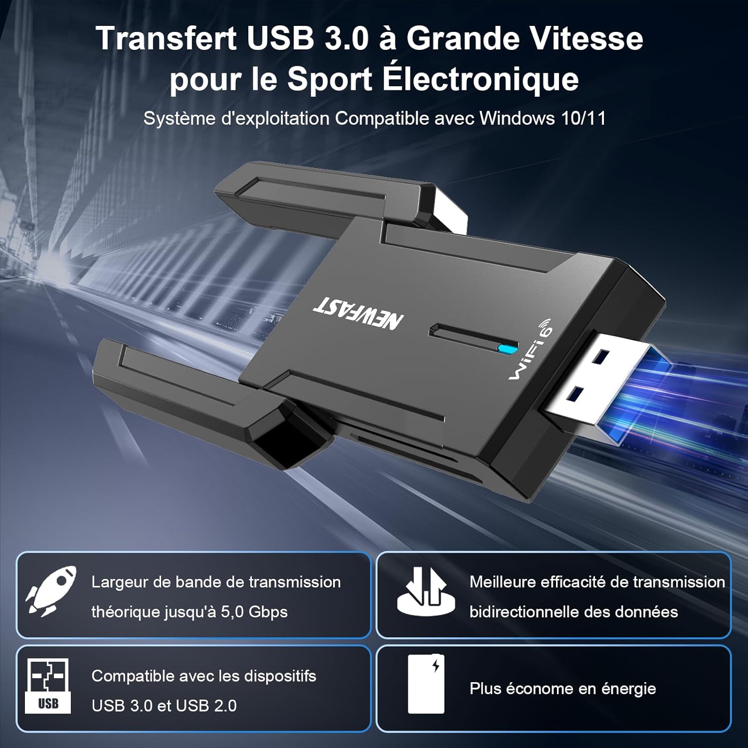 NEWFAST AXE5400 - Adattatore USB WiFi - immagine 4
