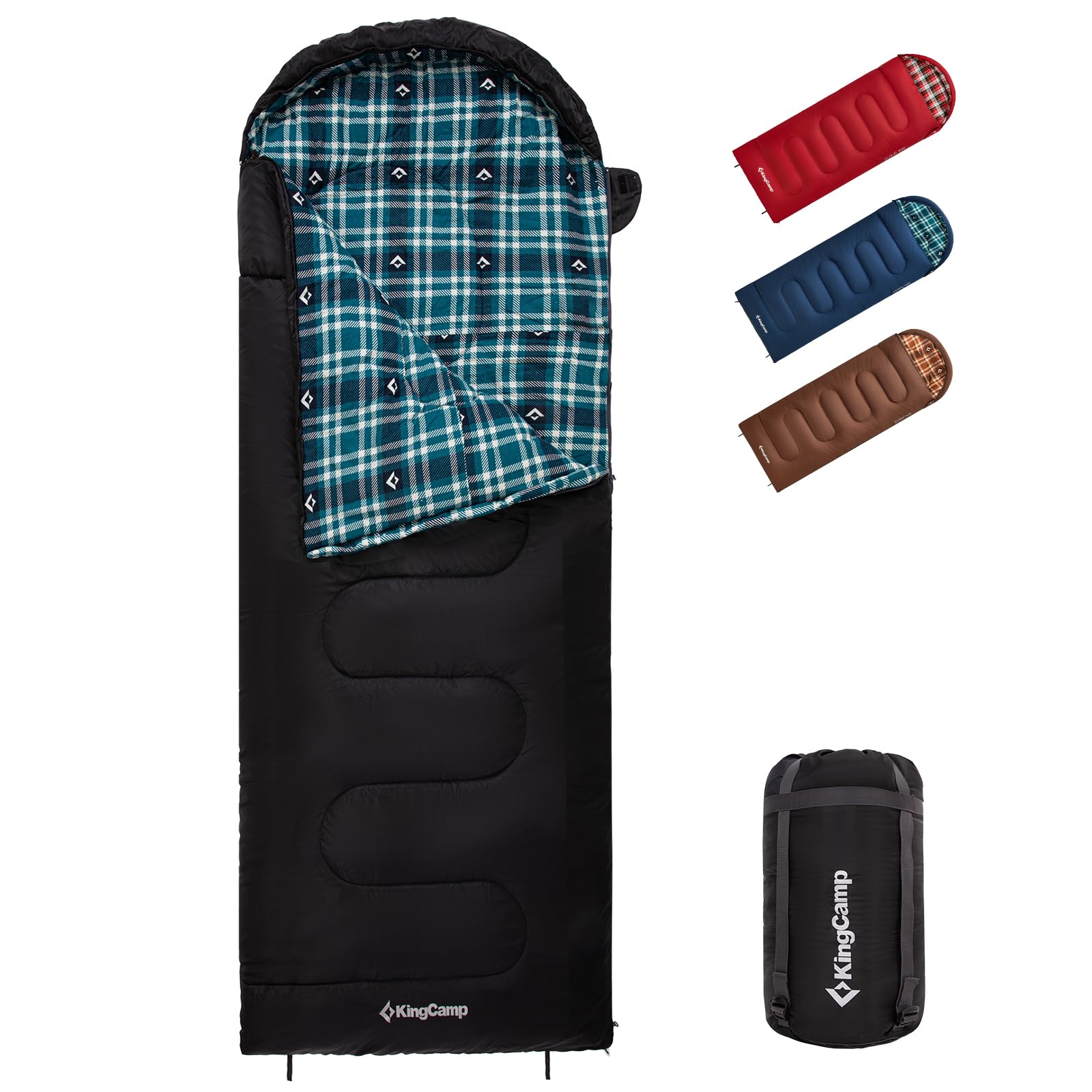 Kingcamp Sacco a Pelo Invernale XL in Flanella Cotone