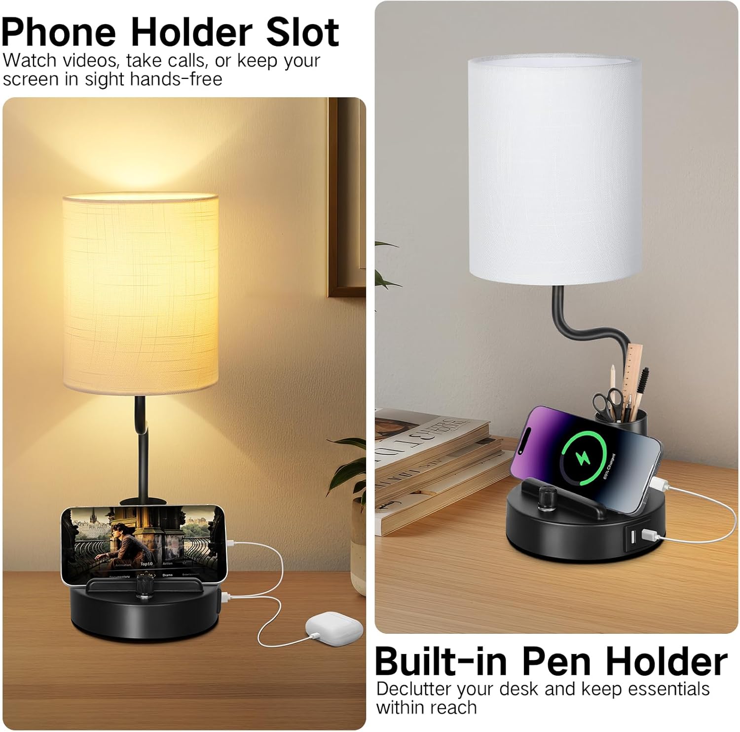 OUTON Set 2 Lampade da Comodino Dimmerabili Touch, Nero - immagine 4