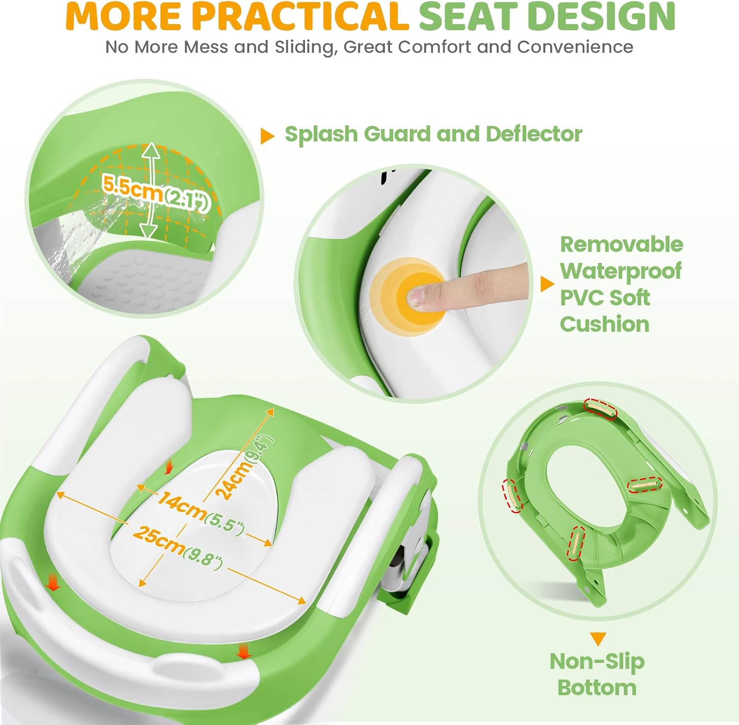 Orzbow Riduttore WC Bambini con Scaletta, Verde - immagine 5