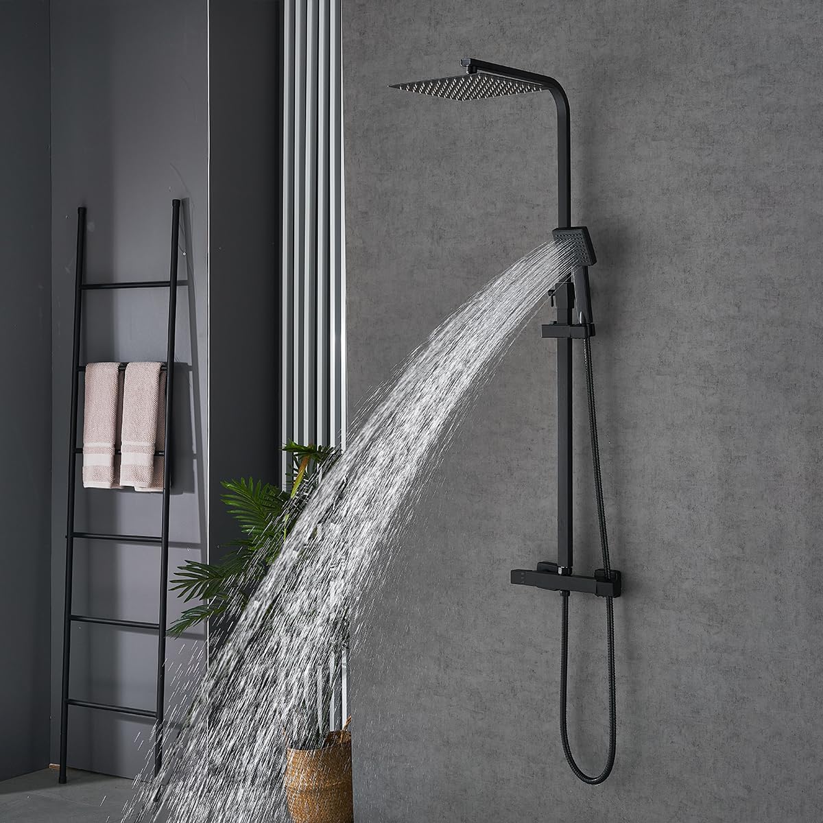 Plumbsys Colonna Doccia Termostatica Nera Quadrata - immagine 2