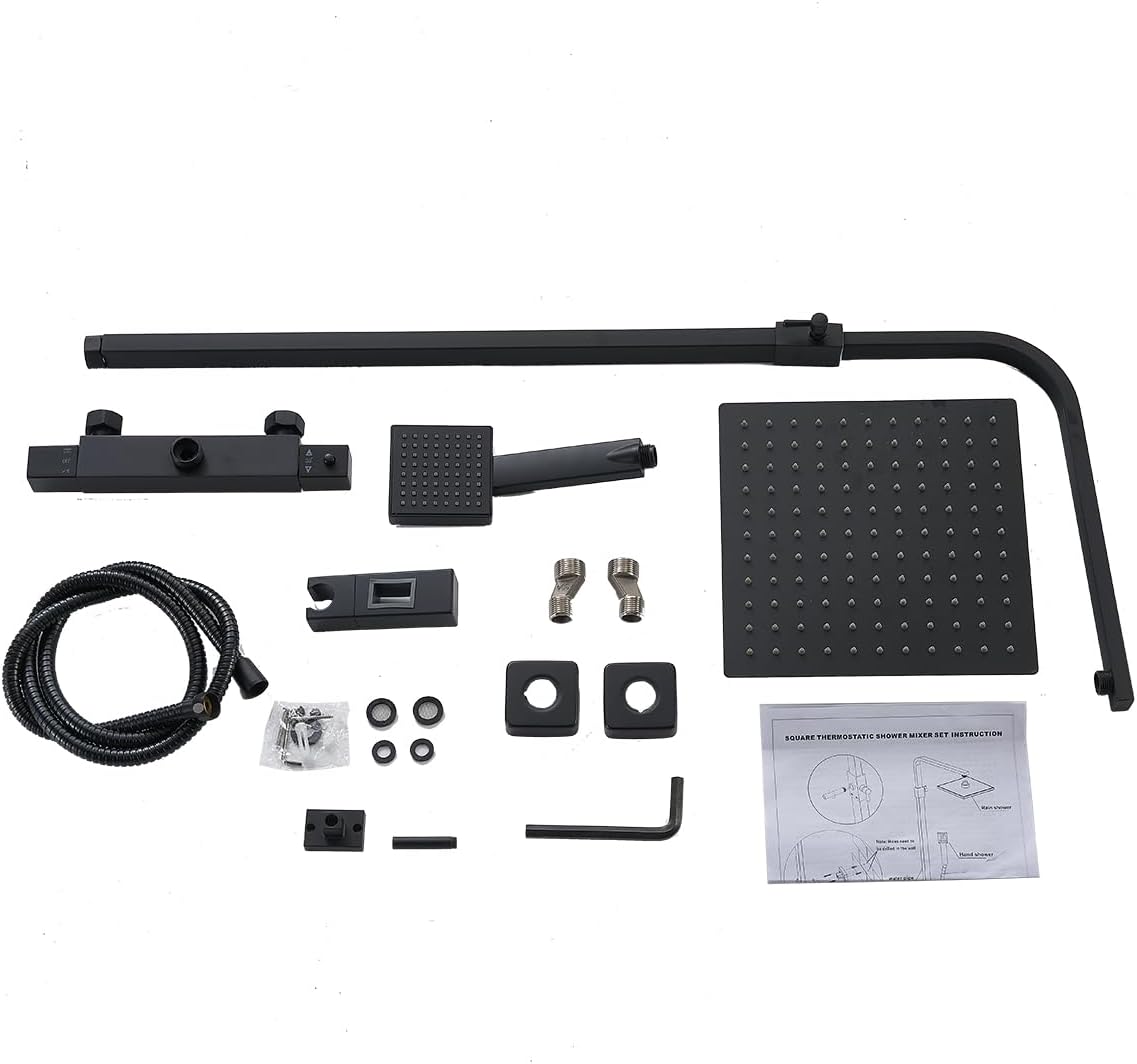 Plumbsys Colonna Doccia Termostatica Nera Quadrata - immagine 7