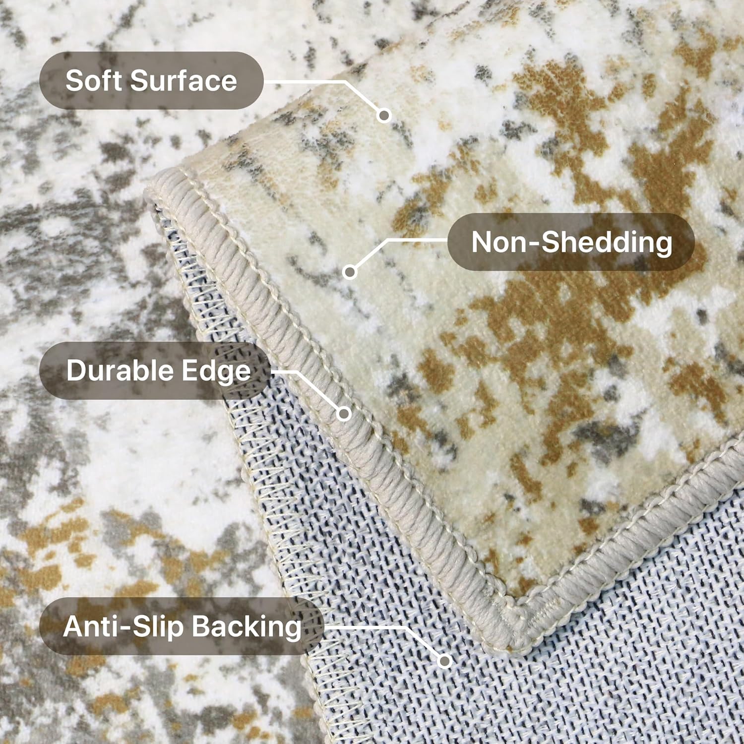 Beimo Tappeto Salotto Pelo Corto 120x170cm, Oro - immagine 2