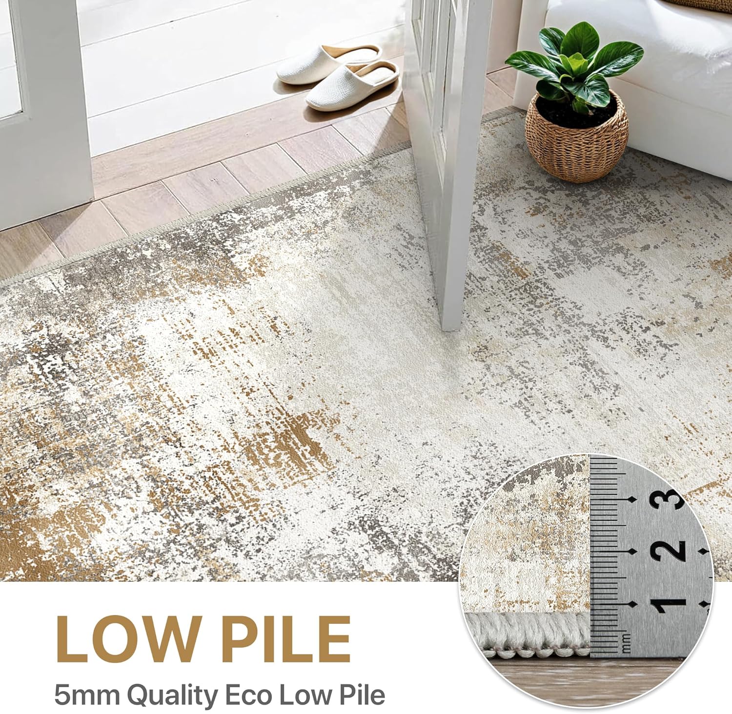 Beimo Tappeto Salotto Pelo Corto 120x170cm, Oro - immagine 3