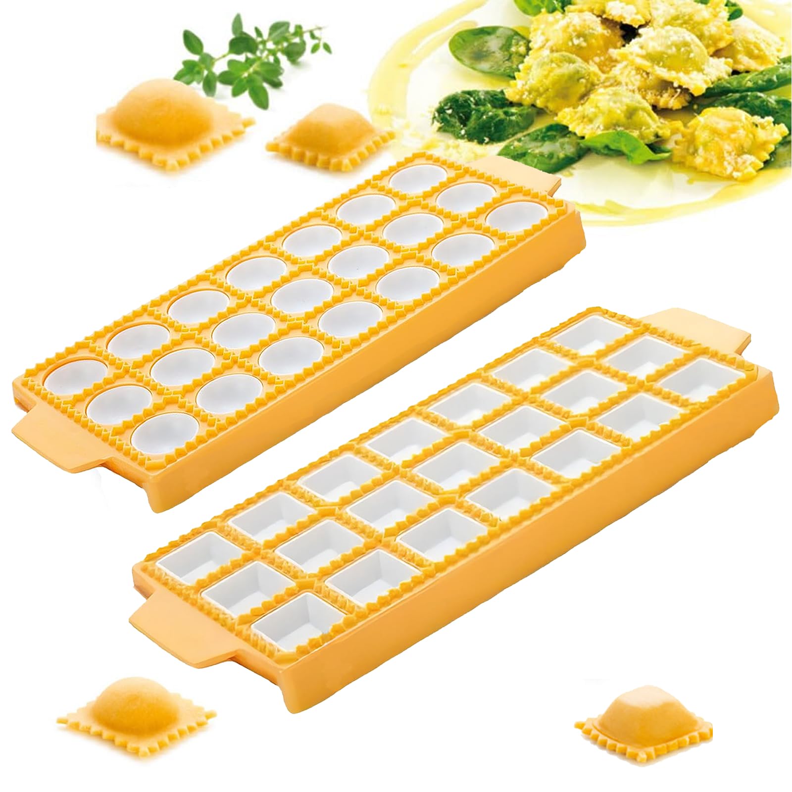 Festa Centro 2 Stampi Ravioli in Plastica Quadrato e Rotondo