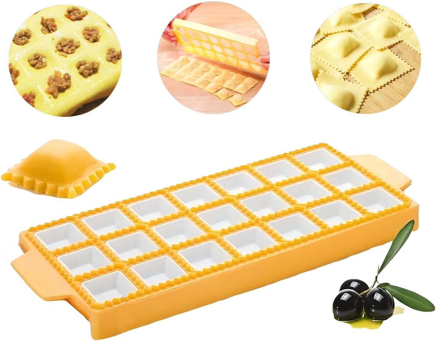 Festa Centro 2 Stampi Ravioli in Plastica Quadrato e Rotondo - immagine 2