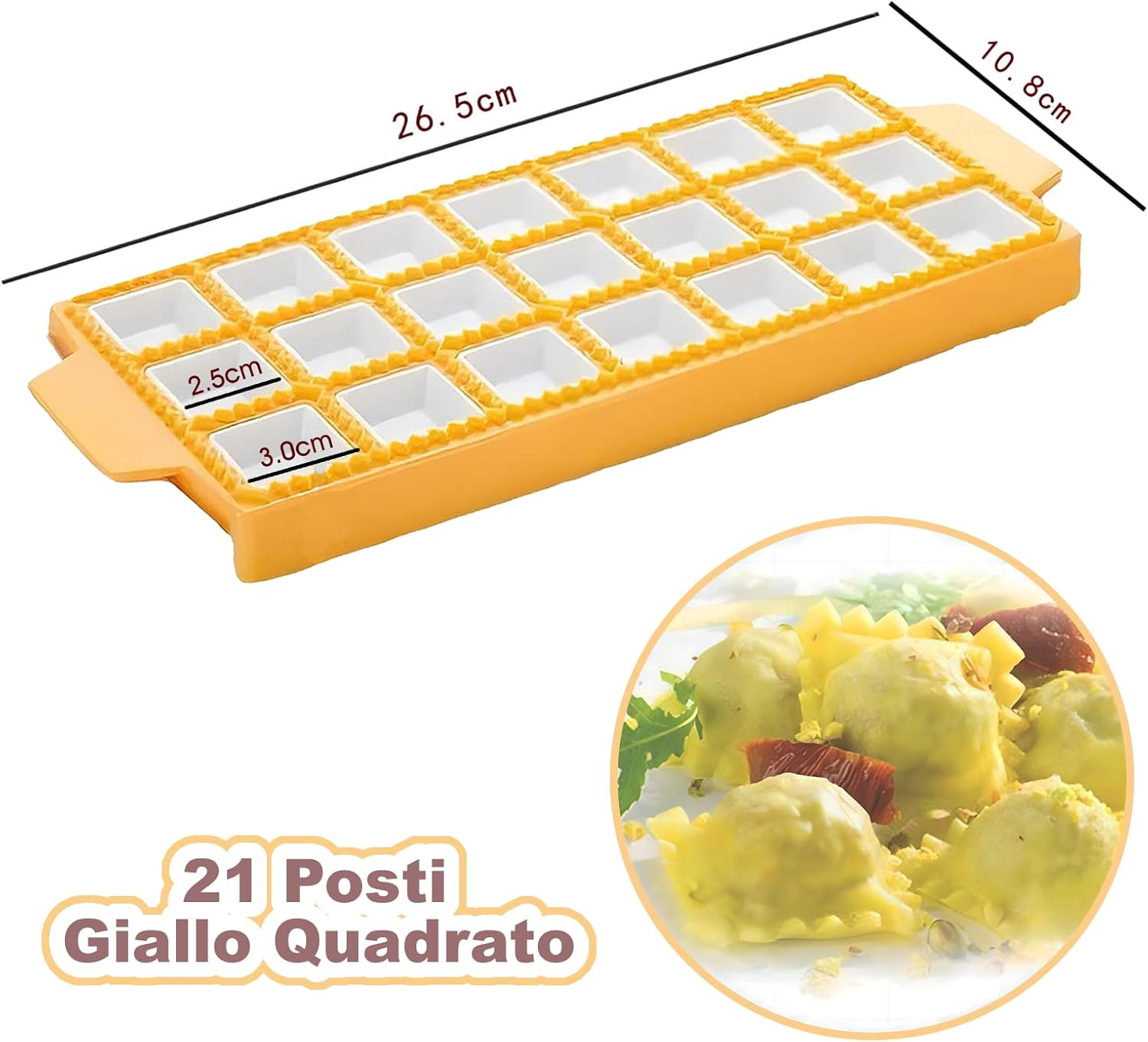 Festa Centro 2 Stampi Ravioli in Plastica Quadrato e Rotondo - immagine 4