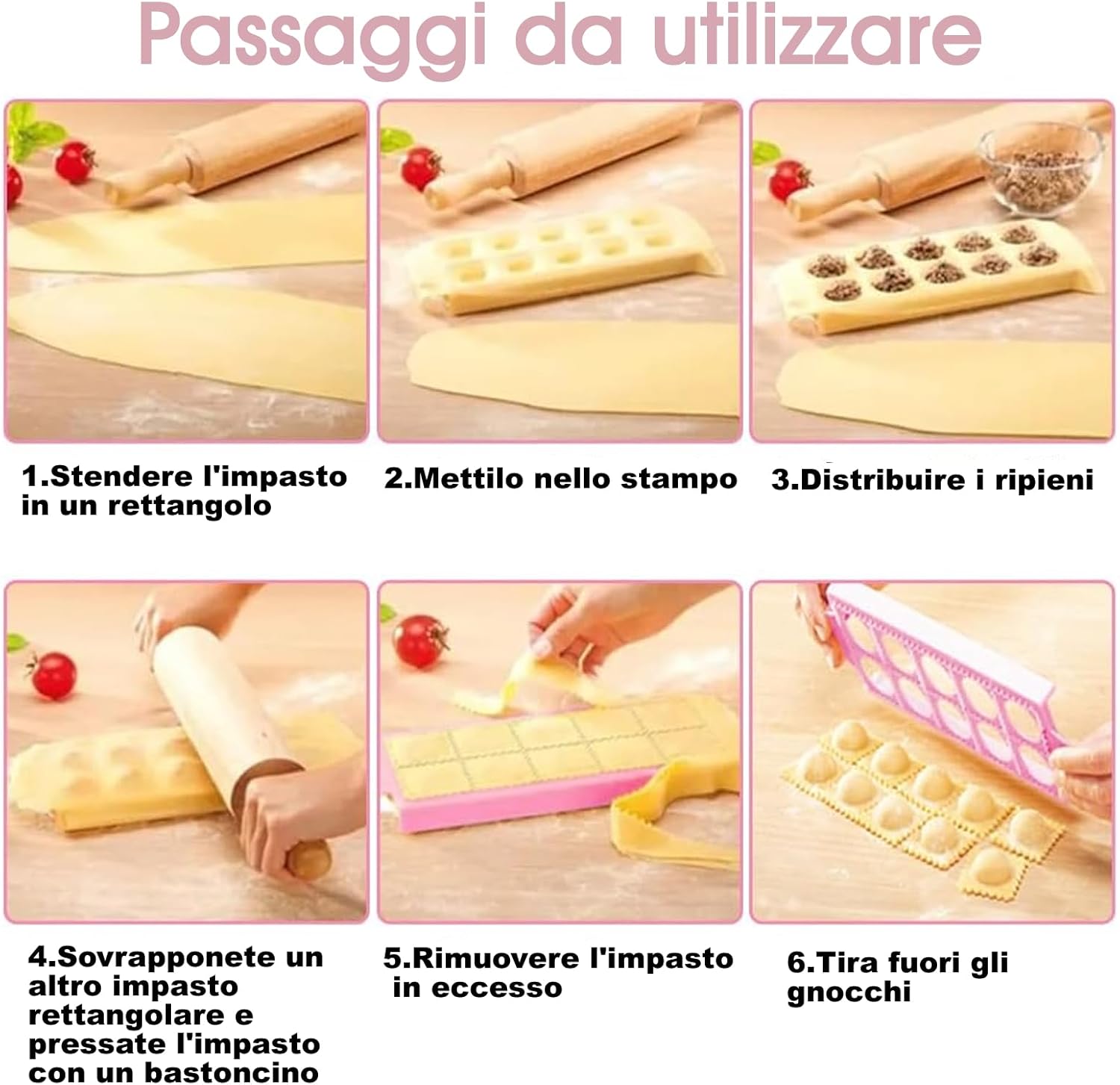 Festa Centro 2 Stampi Ravioli in Plastica Quadrato e Rotondo - immagine 6