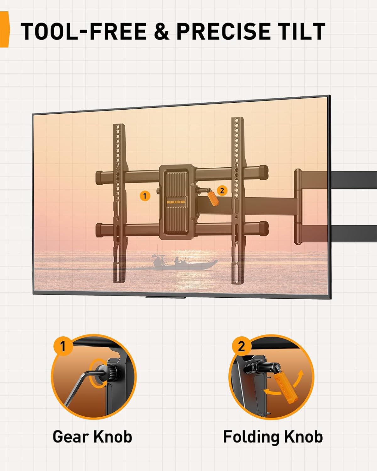 Perlegear Supporto TV Parete Inclinabile e Girevole - immagine 6