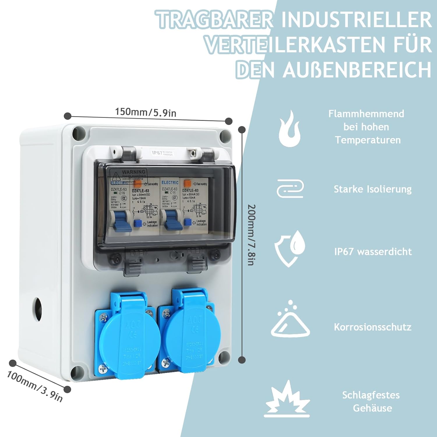 Distributore di Corrente da Cantiere 16A con Interruttore Fi - immagine 2