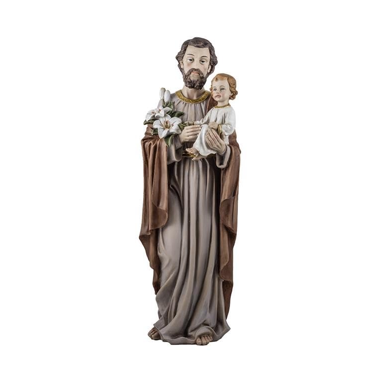 DRW Statuina San Jose con bambino in resina dipinta a mano da 58 cm
