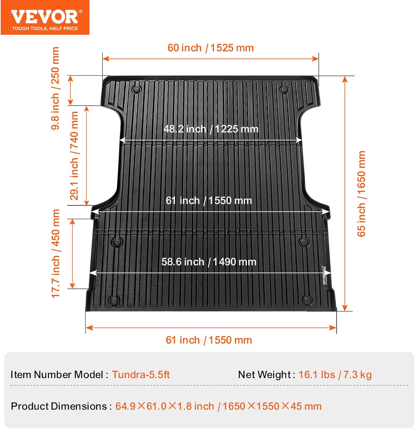 Tappetino Cassone Camion per Toyota Tundra 2022-2024 - immagine 7