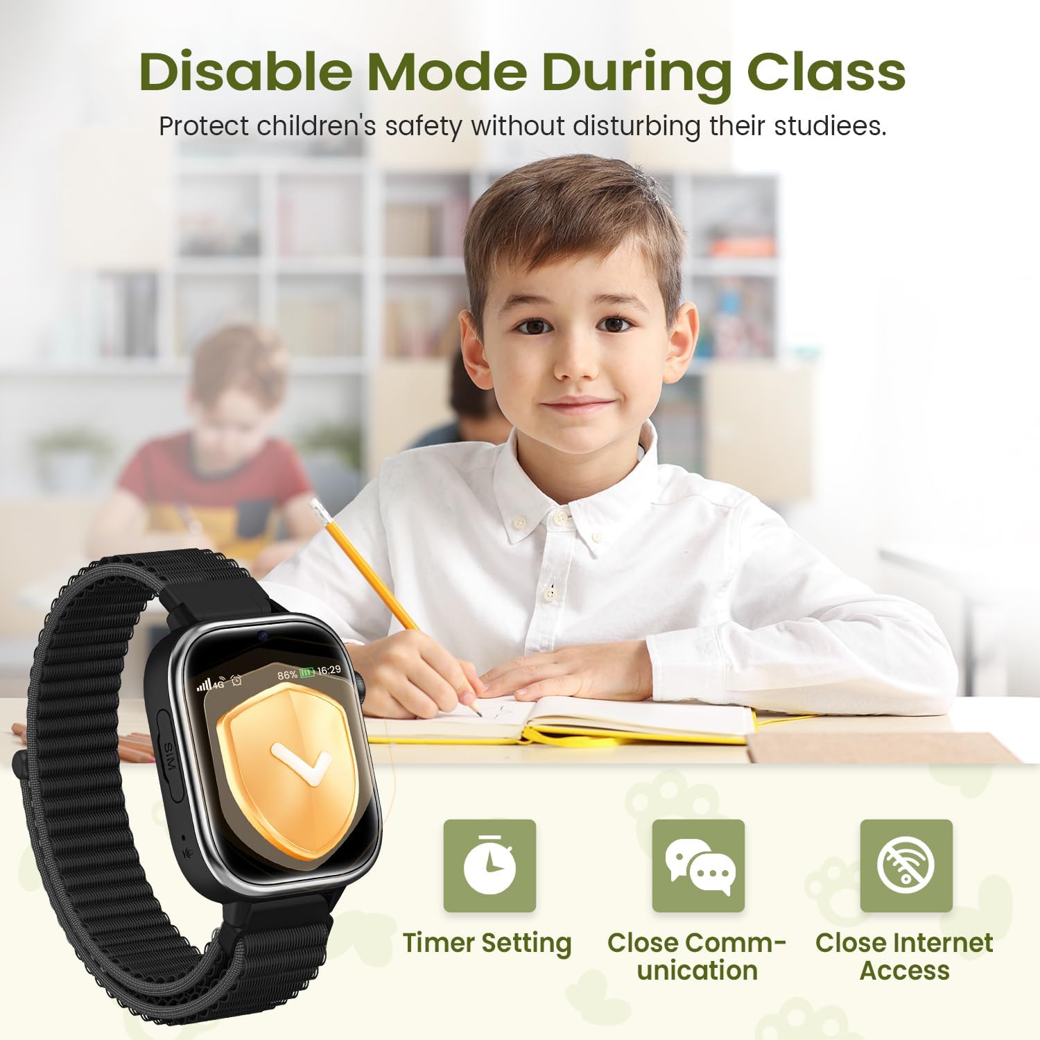 RUXINGX 4G Smartwatch Bambini IP68 Impermeabile, Nero - immagine 5