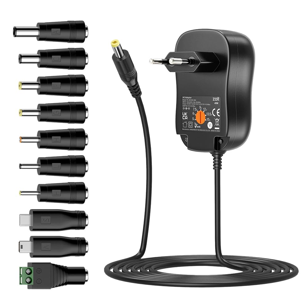 Zolt Adattatore Multi-Tensione 45W 3A con Porta USB 5V 2A