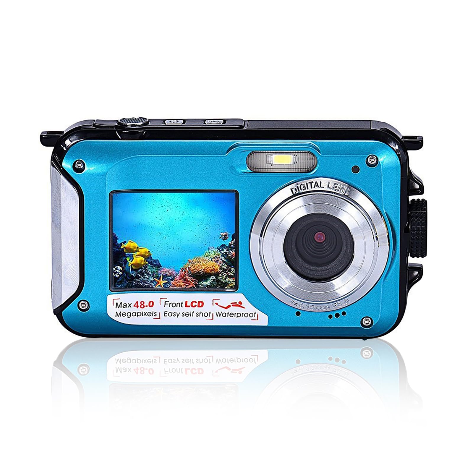 Fotocamera Digitale Impermeabile 2.7K 48MP, Blu