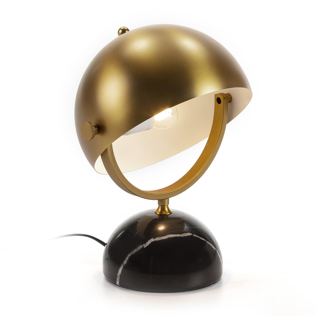 LAMPARA SOBREMESA 28X28X38 MARMOL NEGRO/METAL DORADO