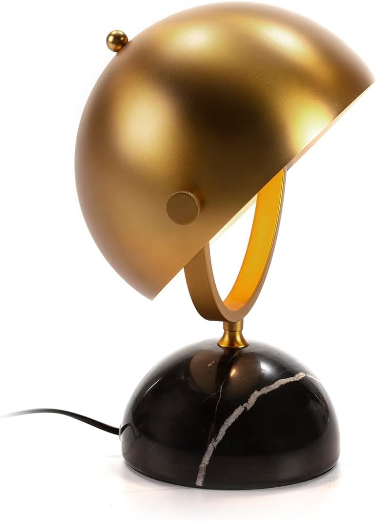 LAMPARA SOBREMESA 28X28X38 MARMOL NEGRO/METAL DORADO - immagine 2