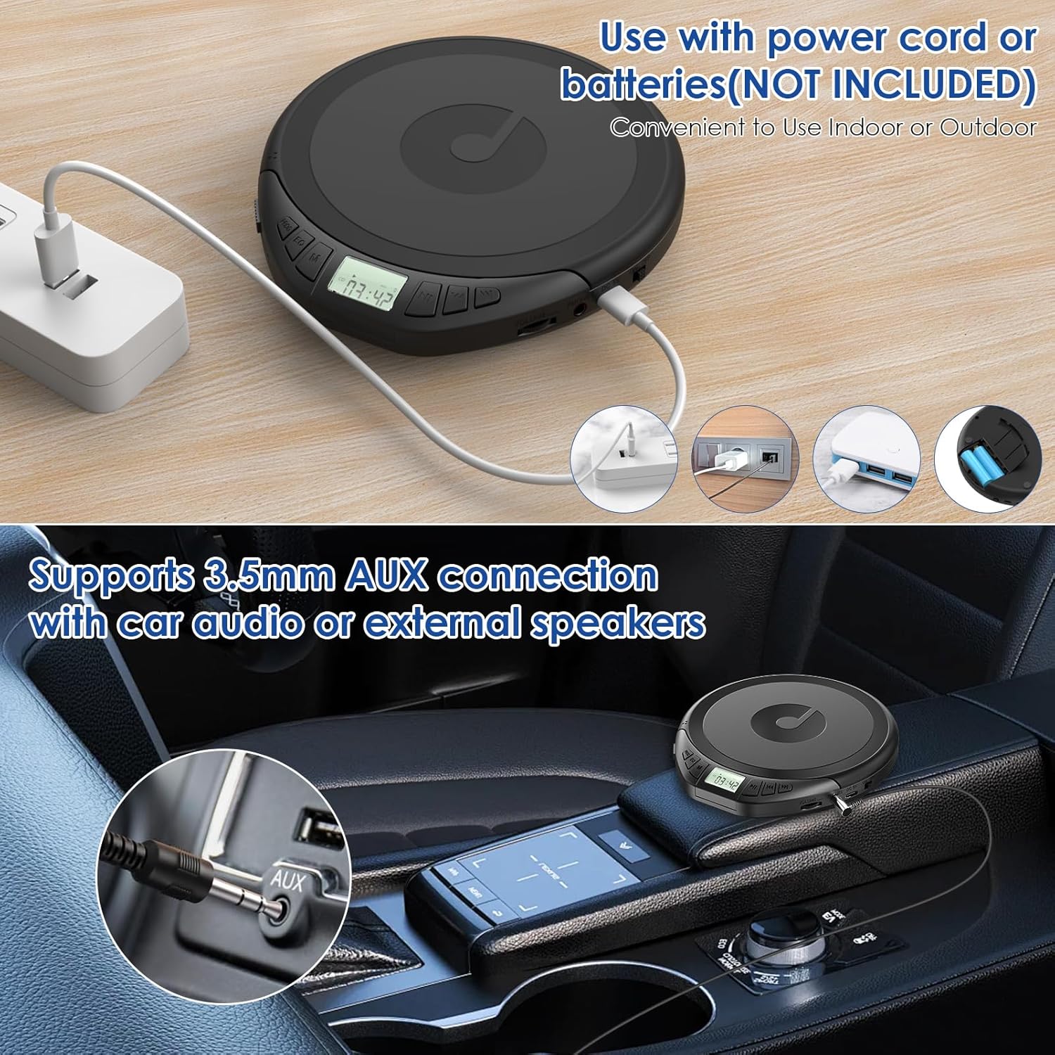 Gueray Lettore CD Portatile Hifi con Cuffie - immagine 3