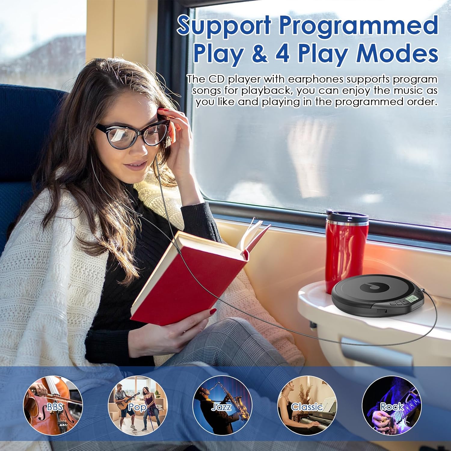 Gueray Lettore CD Portatile Hifi con Cuffie - immagine 4