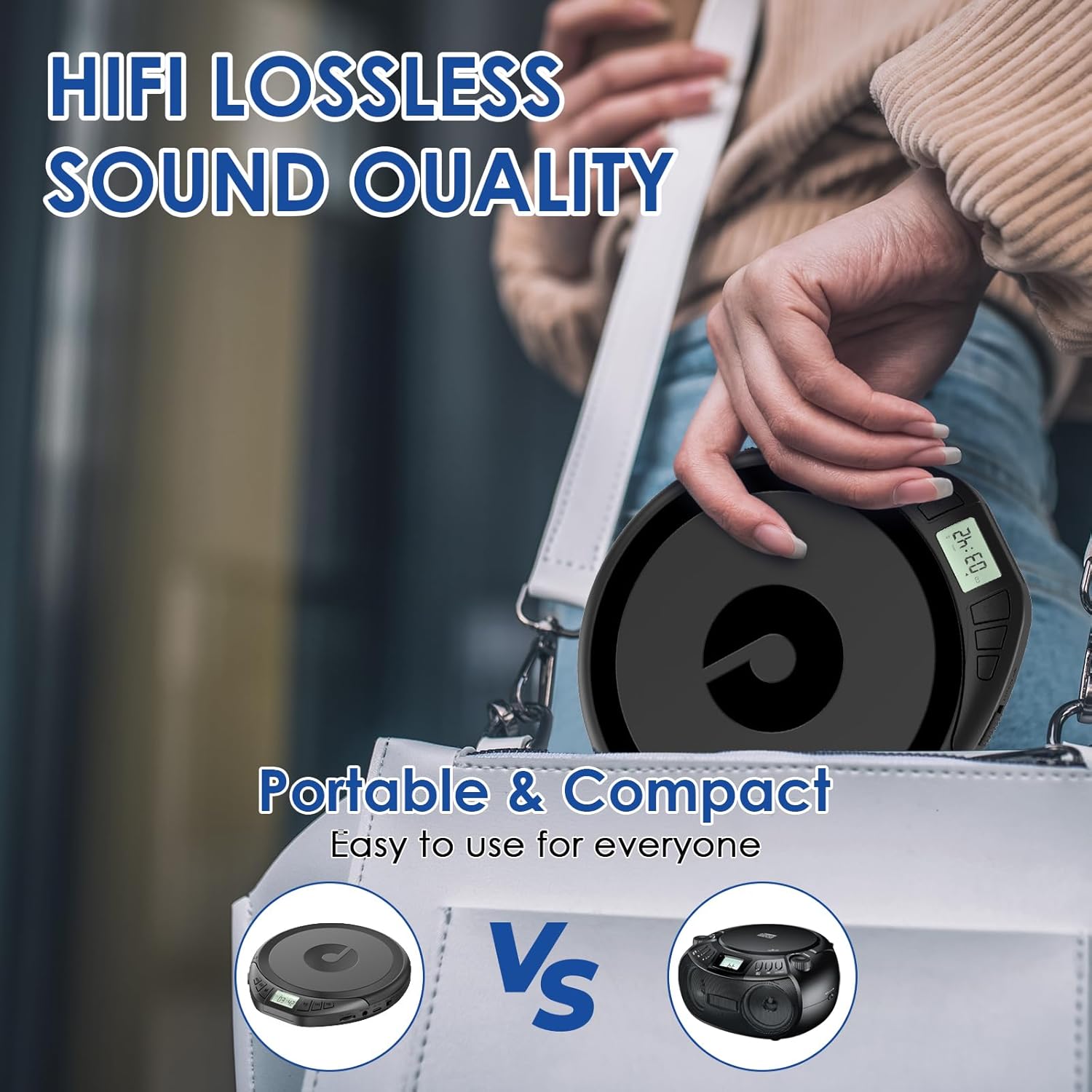 Gueray Lettore CD Portatile Hifi con Cuffie - immagine 6