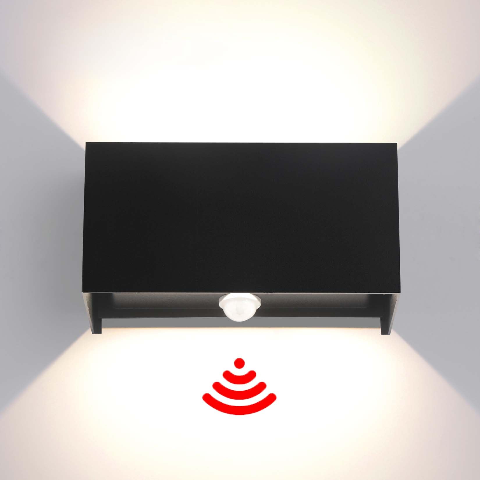 Fupe Applique LED da Parete 25W con Sensore IP65, Nero