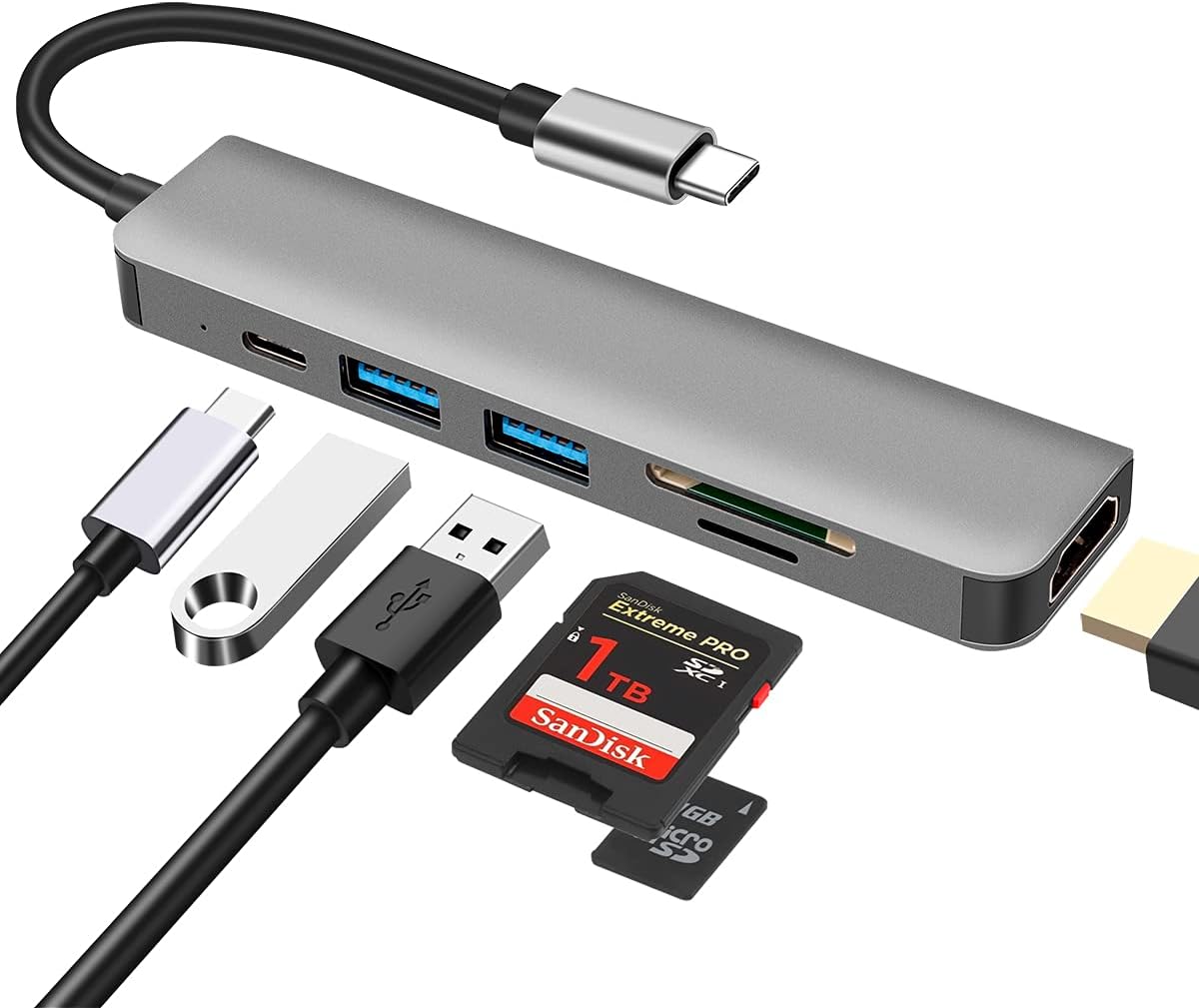 Demkico Hub USB-C 6 in 1 Adattatore Multiporta - immagine 1