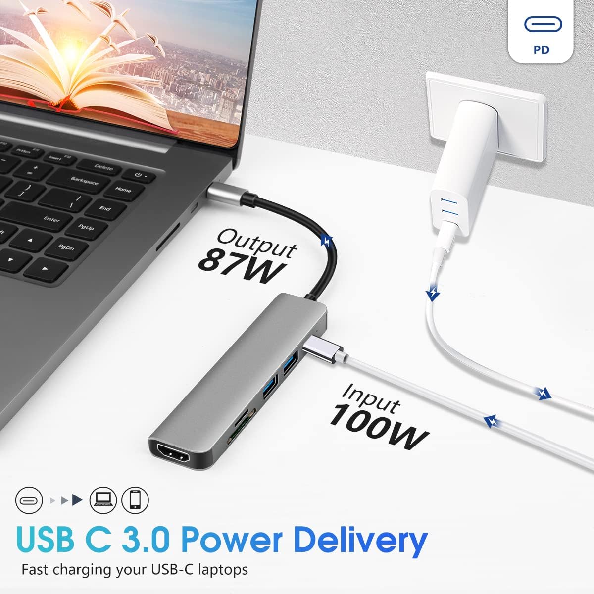 Demkico Hub USB-C 6 in 1 Adattatore Multiporta - immagine 4