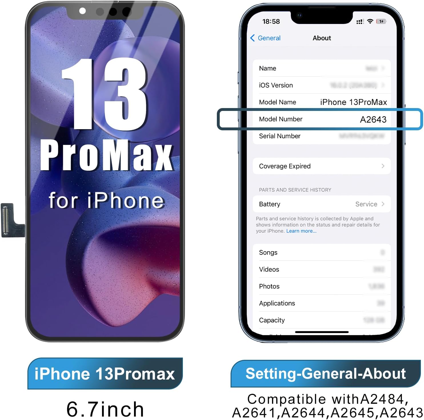 Schermo per iPhone 13 Pro Max COF 6.7" LCD Display - immagine 2