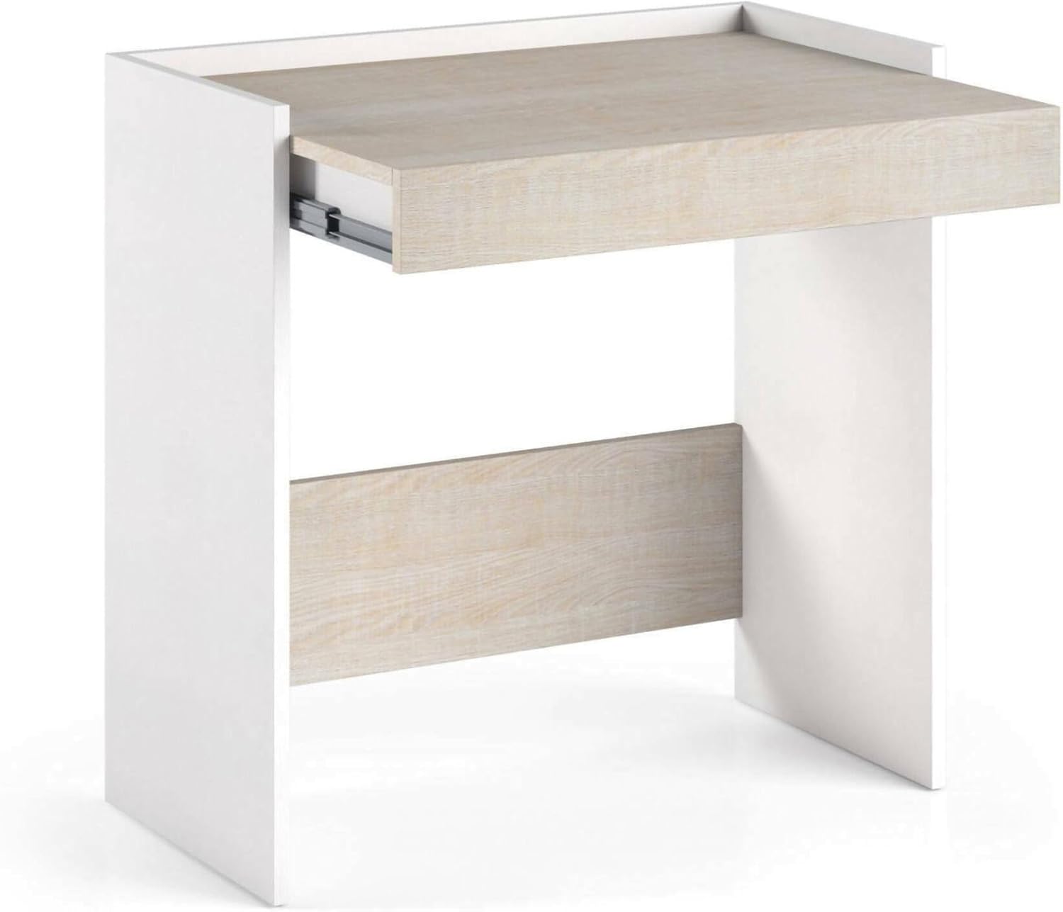 Dmora Scrivania Clematide Moderna con Cassetto, Bianco e Rovere - immagine 3