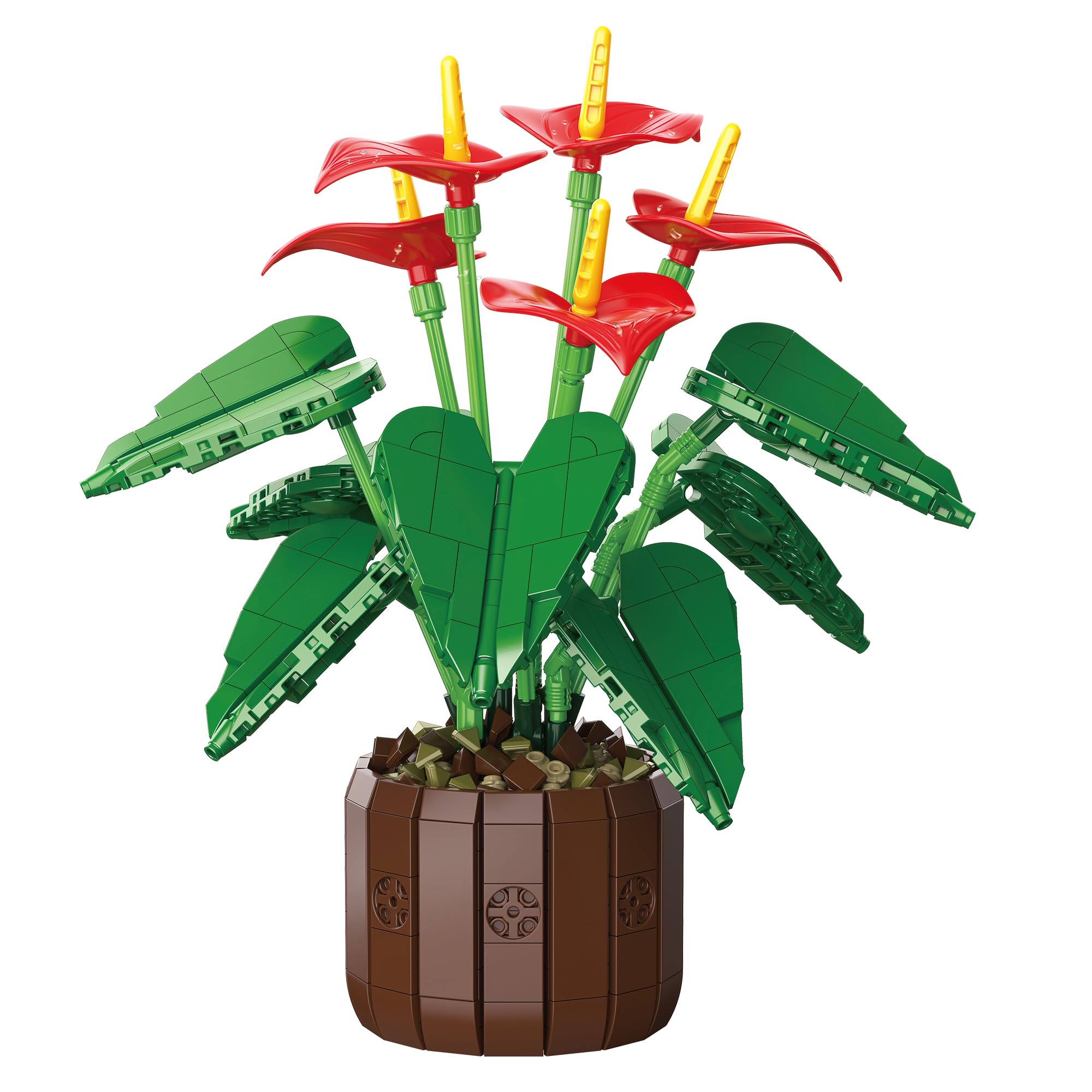Set di Costruzione Anthurium con Anturi Rossi e Vaso