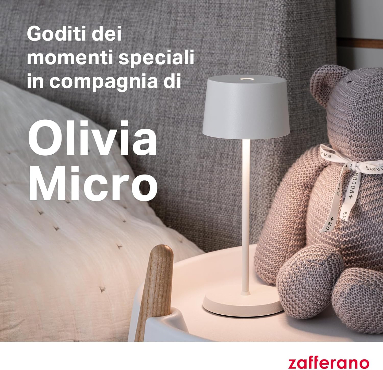 Zafferano Olivia Micro - Lampada da Tavolo Ricaricabile, Sabbia - immagine 7