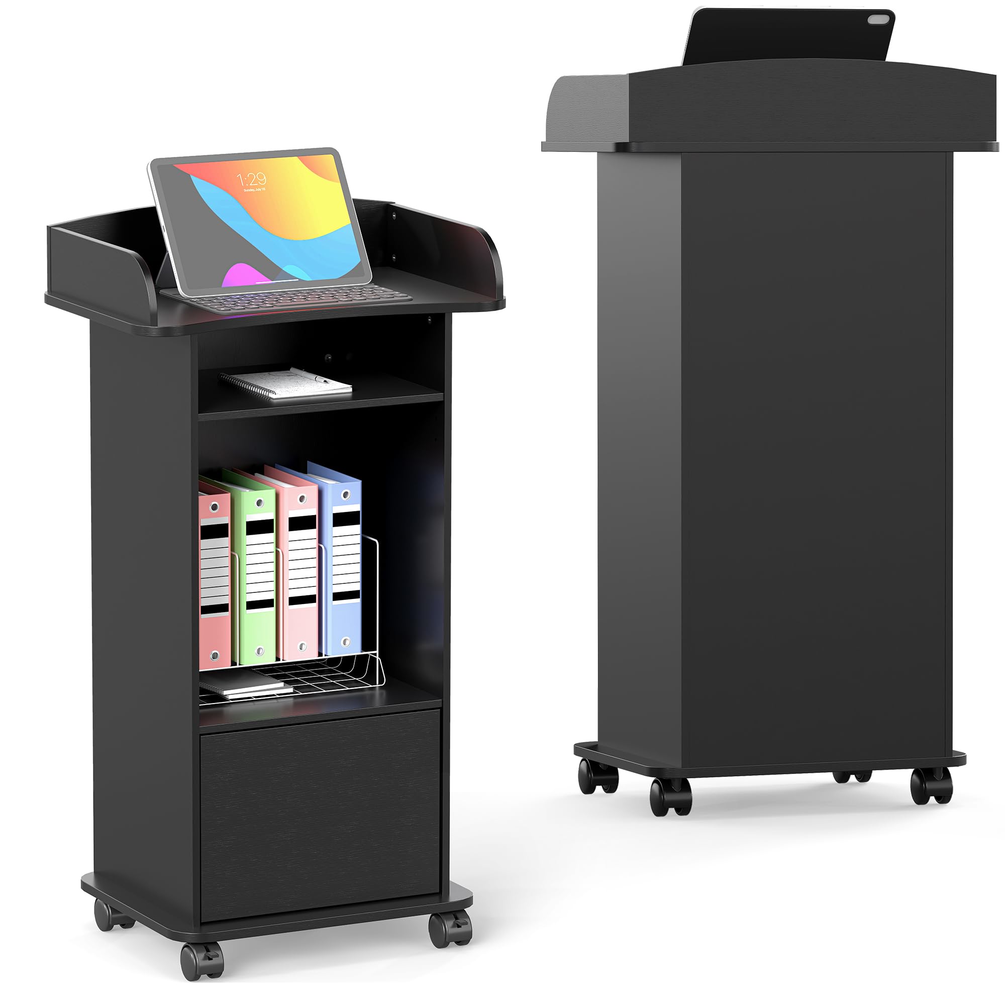 tonchean Supporto Podio su Ruote in Legno