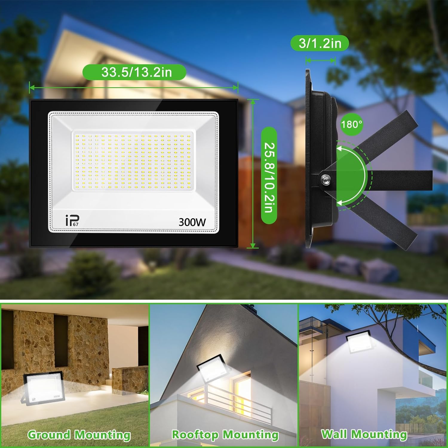 Vrfmaliy Faretto LED Esterno 300W 30000LM Bianco Freddo - immagine 3