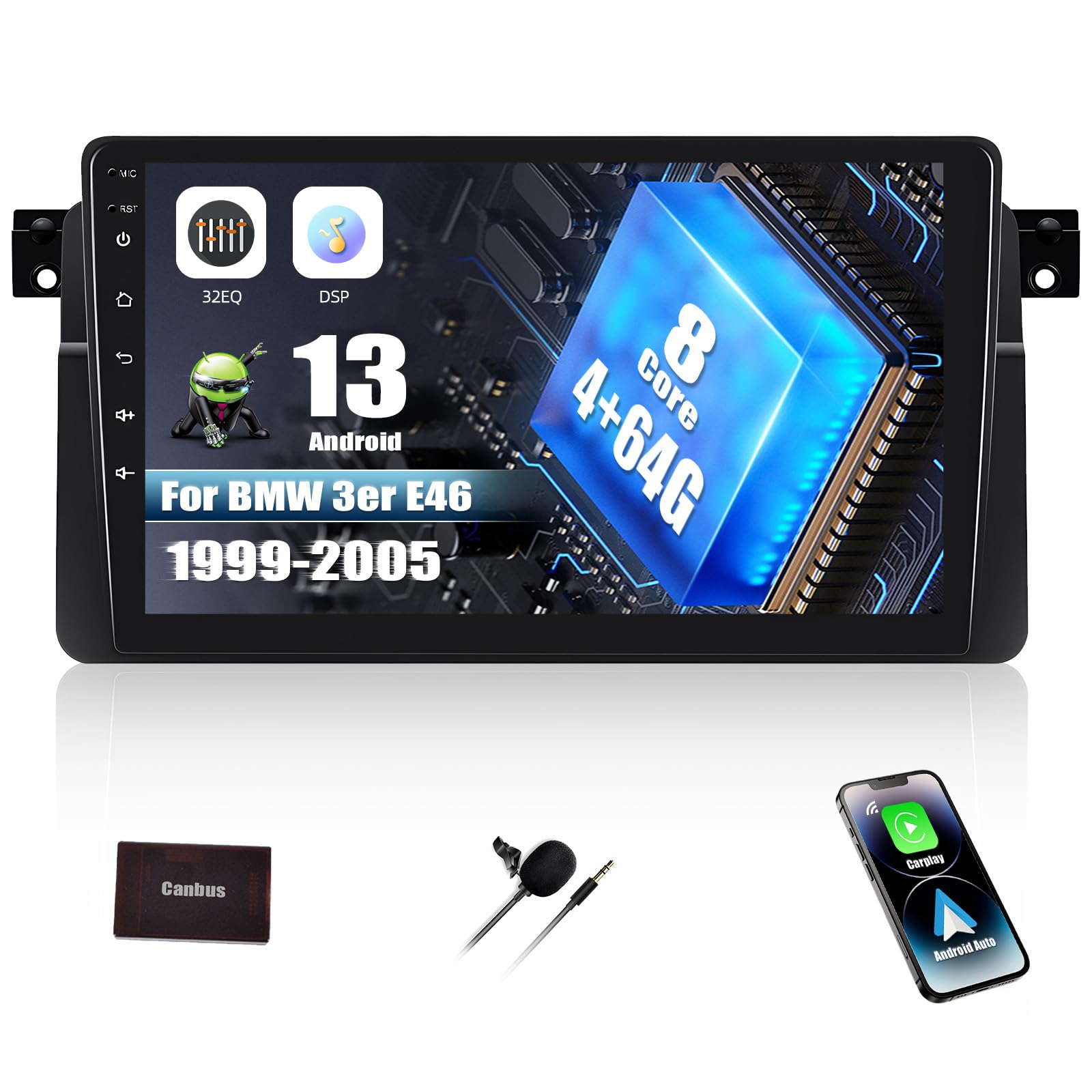 Sixwin Autoradio Android 13 9" per BMW 3er E46 1999-2005