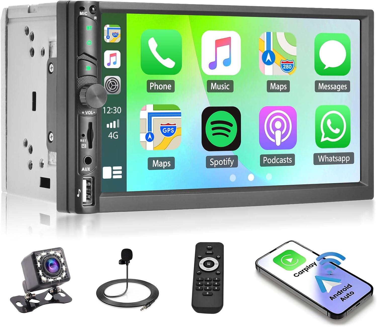 Fuluku Autoradio 2 DIN con Carplay e Android Auto Wireless - immagine 1
