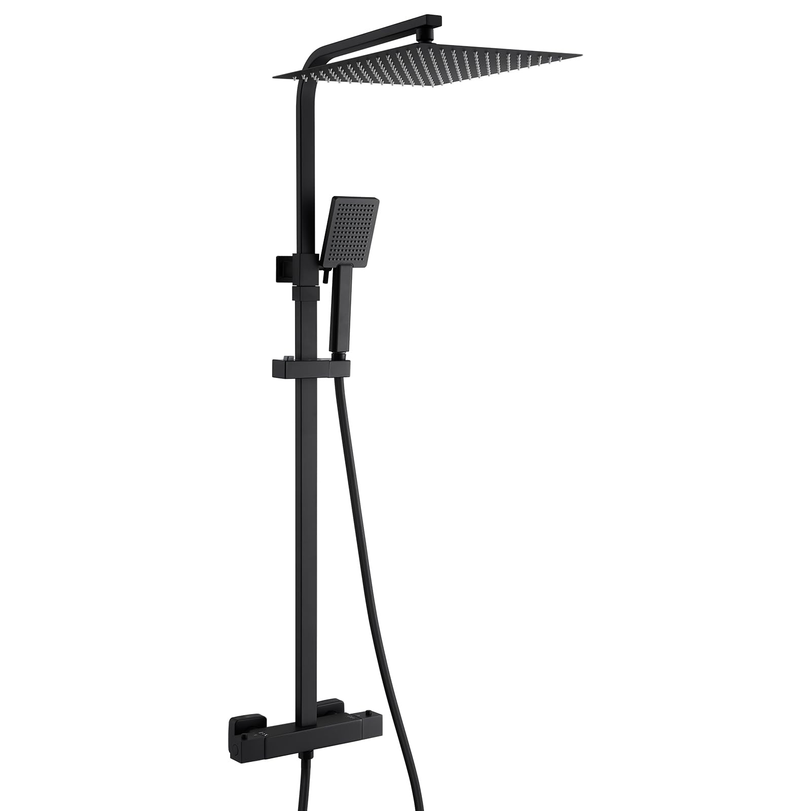 Auralum Colonna Doccia Termostatica Nera 30x30cm