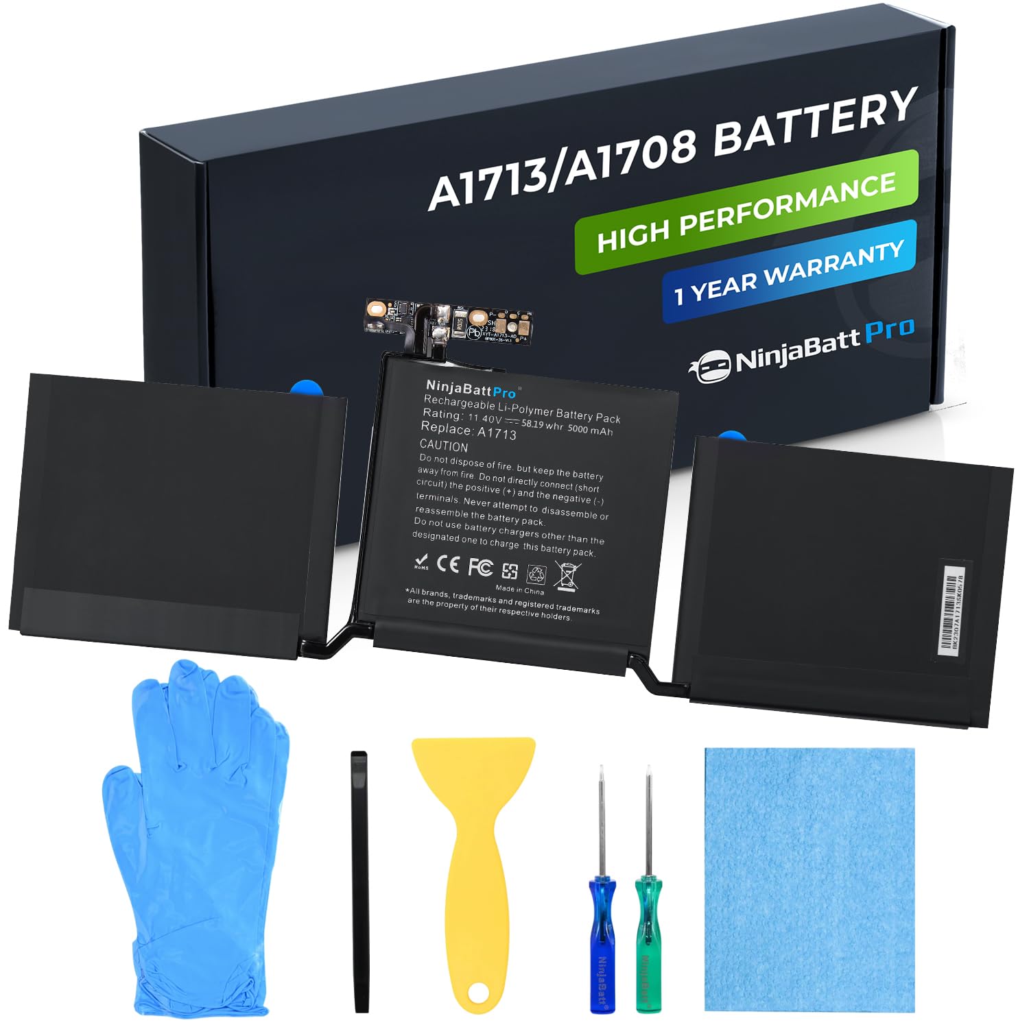Ninjabatt Batteria A1713 A1708 per MacBook Pro 13"