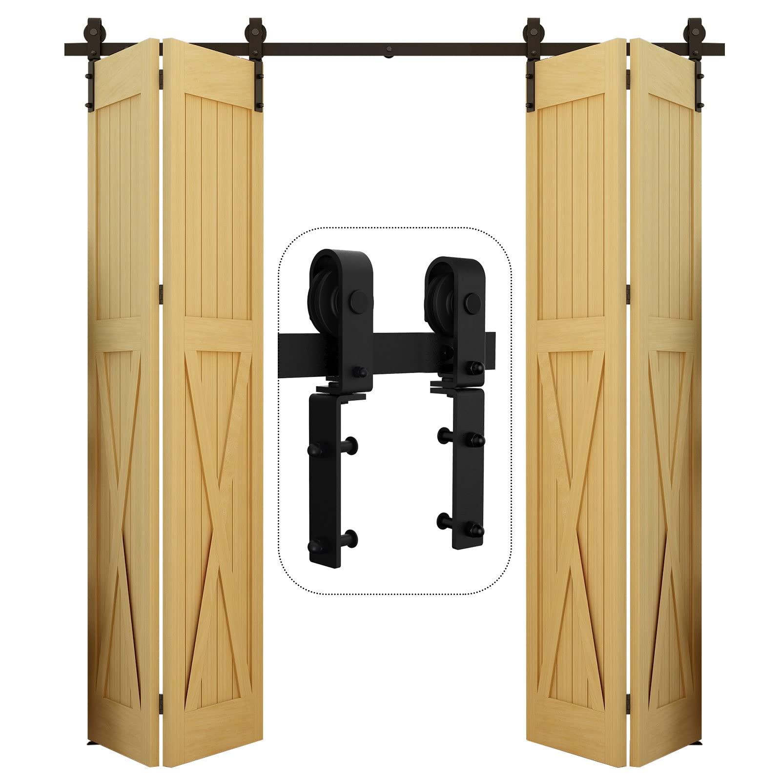 Wolfbird Binario per Porta Scorrevole 1.8M, Nero e Rustico