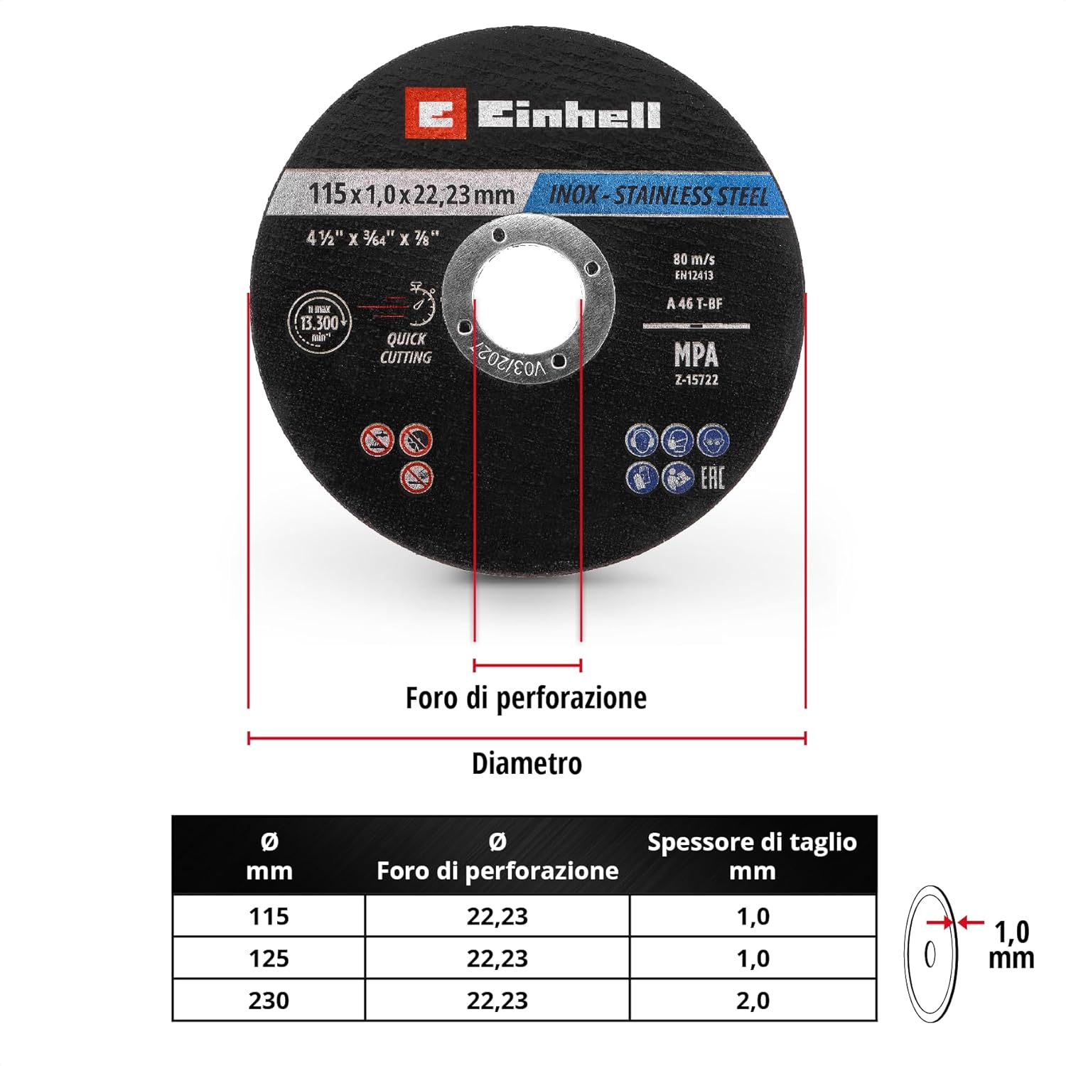 Original Einhell Dischi da Taglio Metallo Ø 115 mm - immagine 9