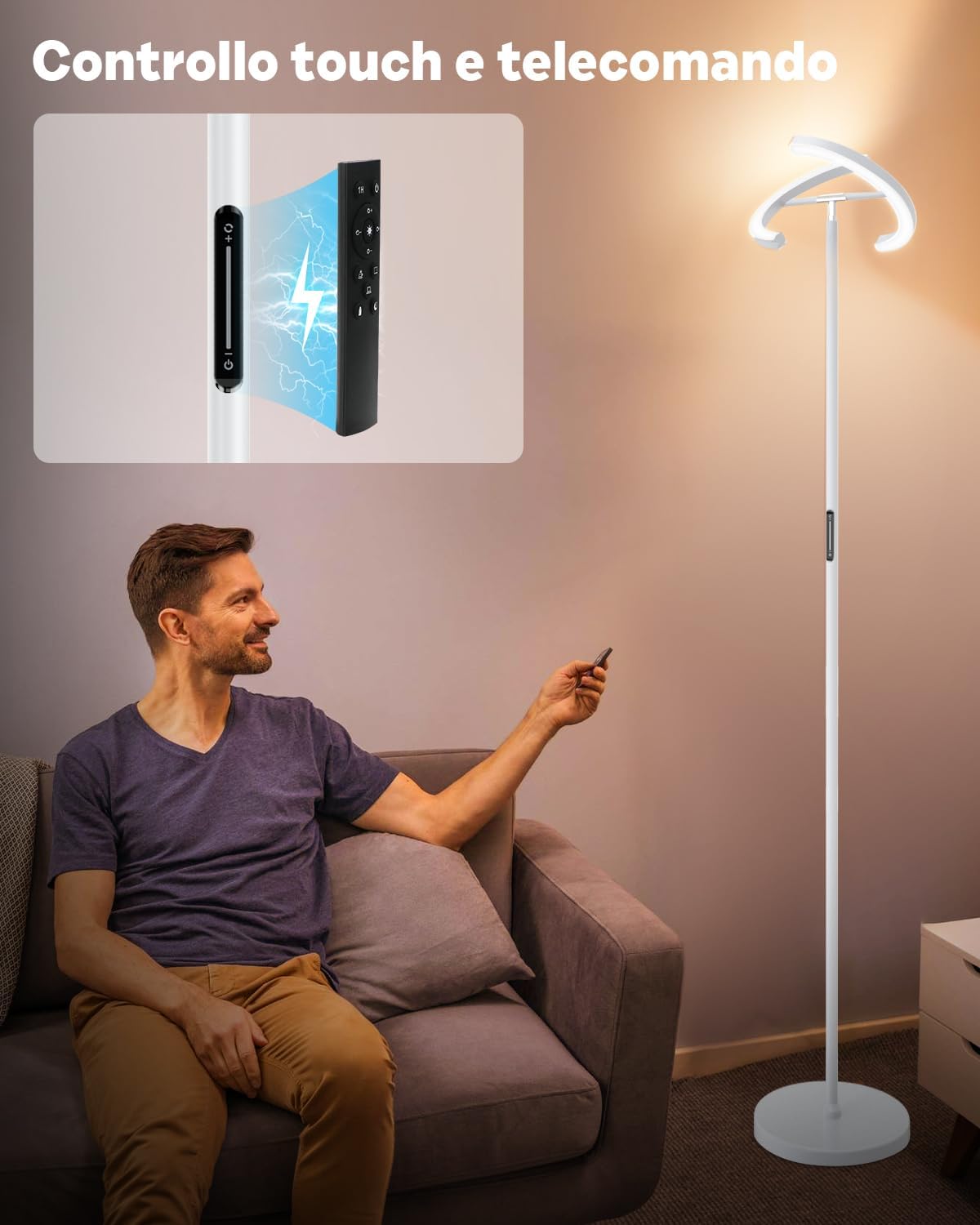 SIBRILLE Lampada da Terra Salotto 22W Dimmerabile - immagine 4