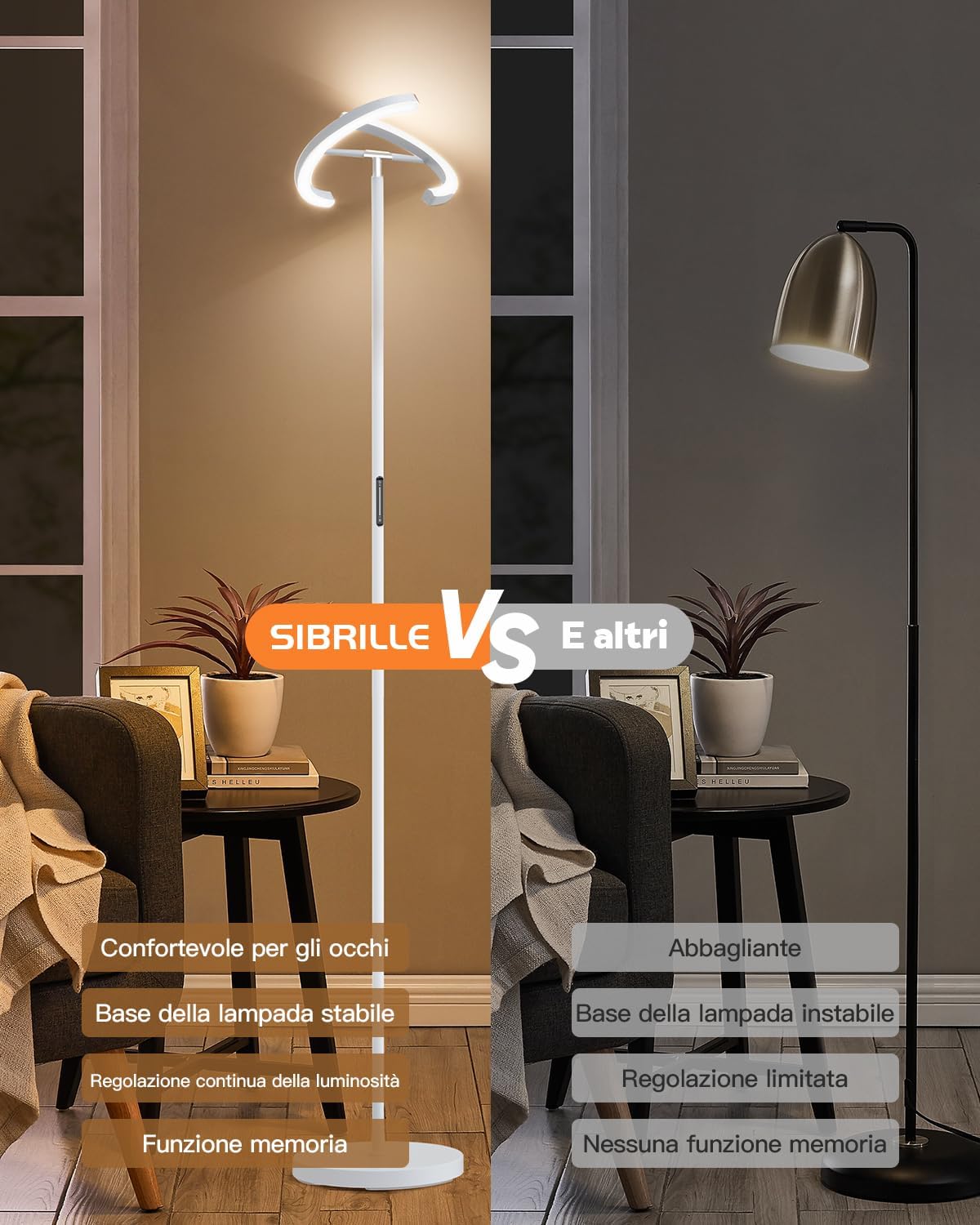 SIBRILLE Lampada da Terra Salotto 22W Dimmerabile - immagine 5