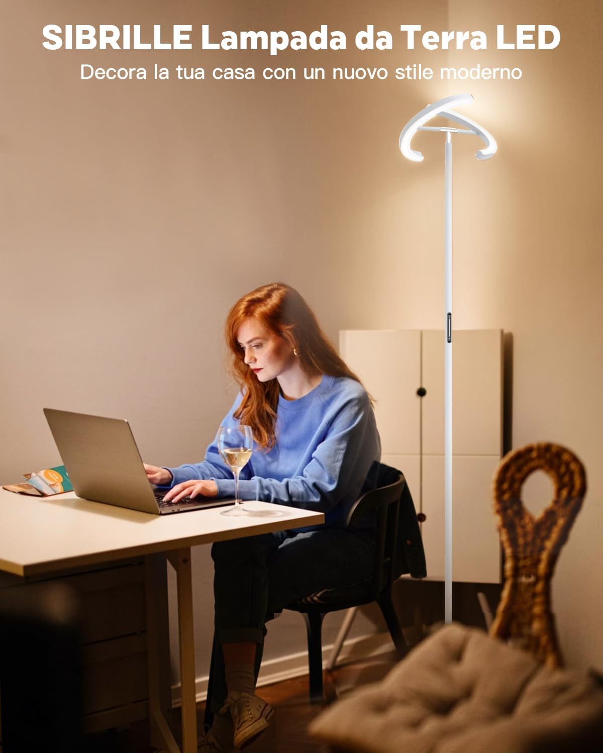 SIBRILLE Lampada da Terra Salotto 22W Dimmerabile - immagine 8