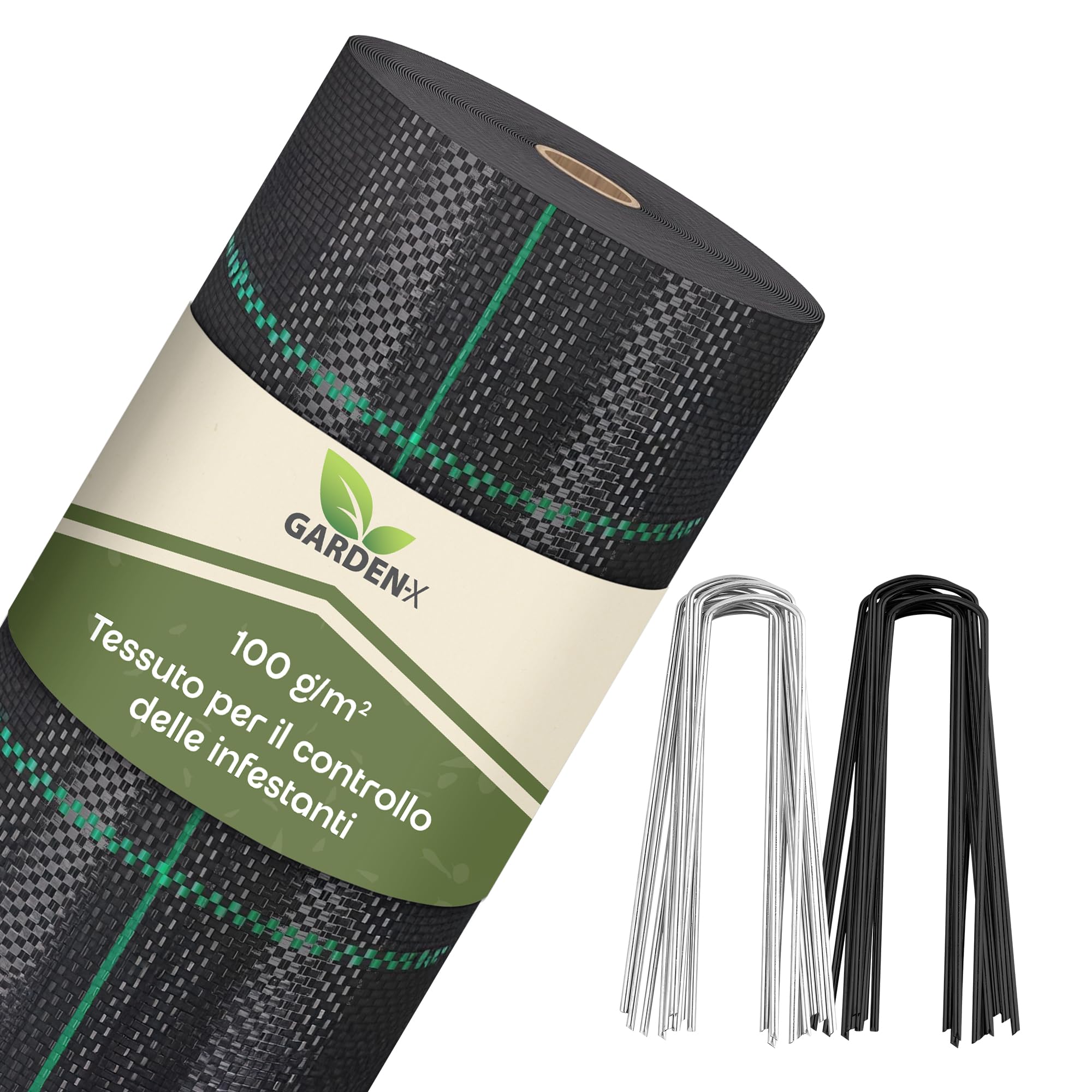 GARDENIX Tessuto Non Tessuto per Erbacce con 50 Ancore, 60 m² (0,6 m x 100 m), permeabile all'Acqua 100 g/m², Nero, Resistente ai Raggi UV, Protezione dalle Erbacce